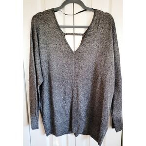 Lane Bryant 14/16 Sweater Women's Long Sleeve Black Holiday Sparkle NWT RV $60‎